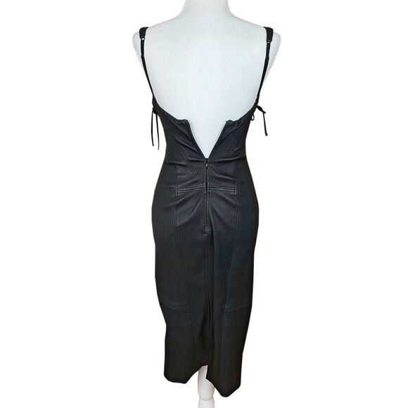 Kiki de Montparnasse Corset Effect Midi Dress Size 6 Black Lambskin Silk Lining - Picture 6 of 16